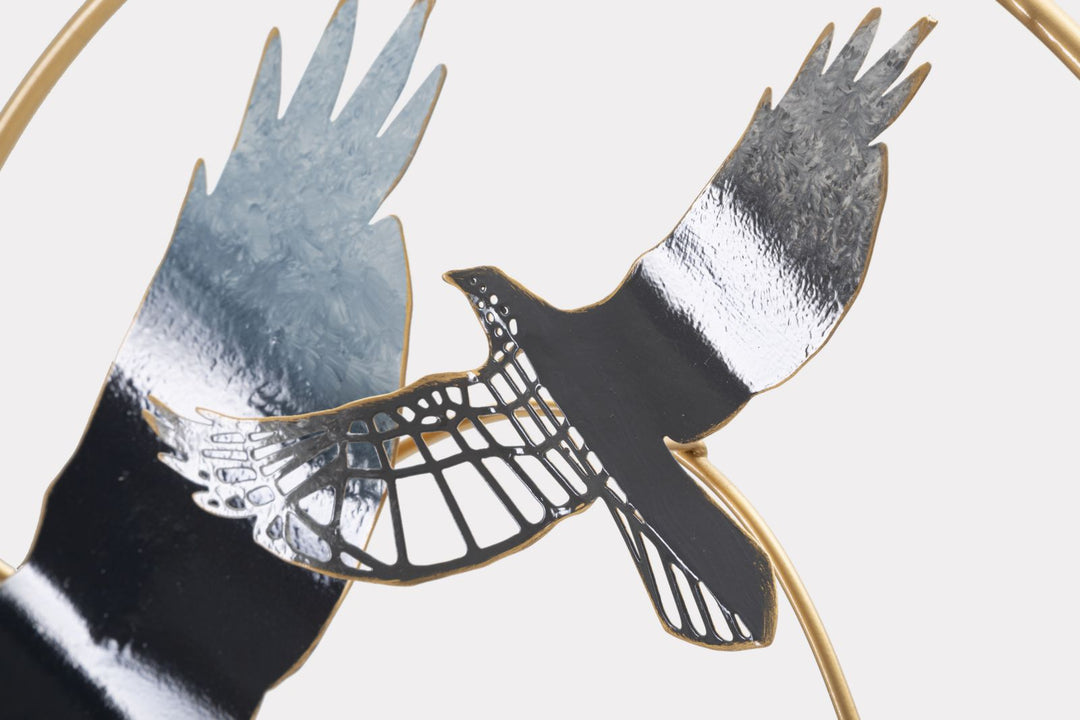 Metall Flying Birds Wanddekoration Runder Rahmen