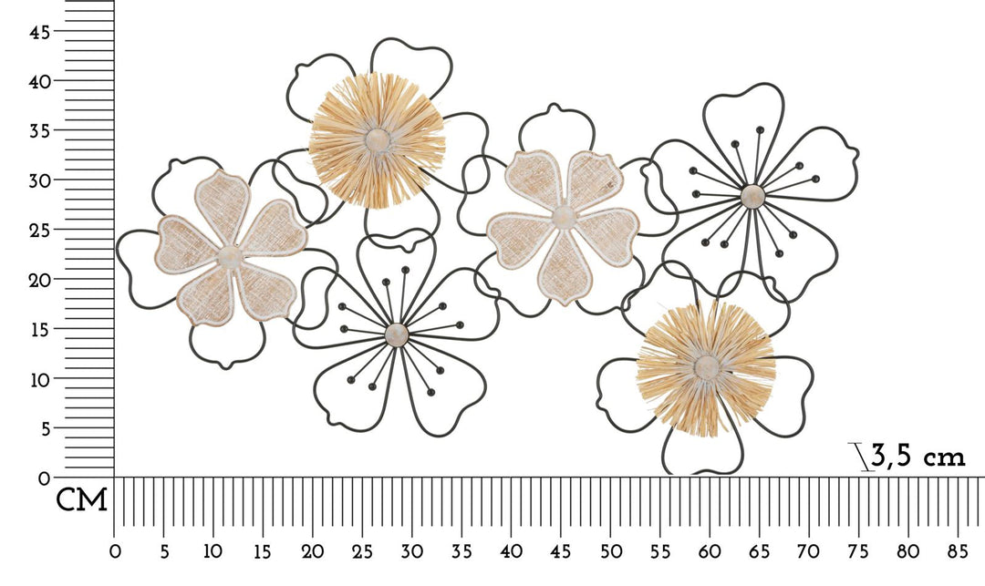 Metall und Holz Floral Wanddekoration