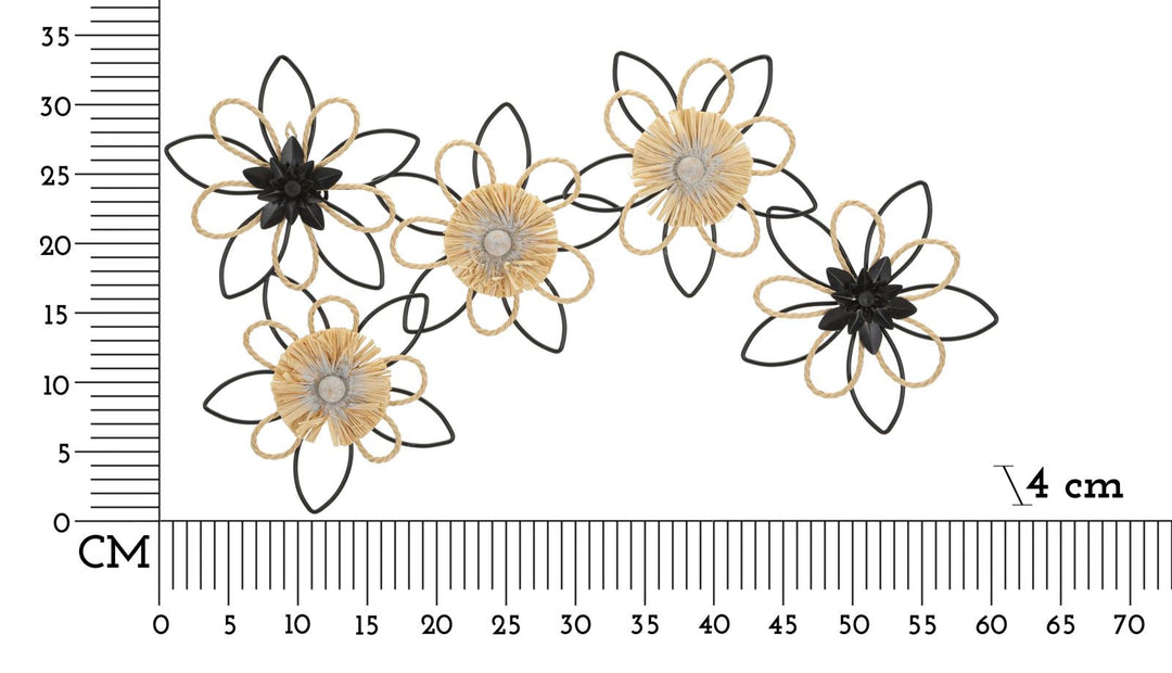 Metall und Holz Floral Wanddekoration
