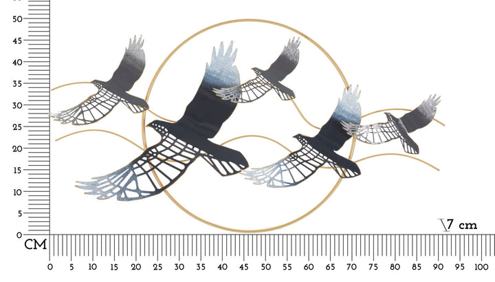 Metall Flying Birds Wanddekoration Runder Rahmen