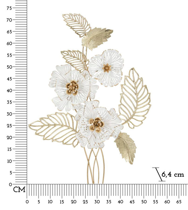 Gold und Weiß Metall Blume und Blatt Muster Wanddekoration