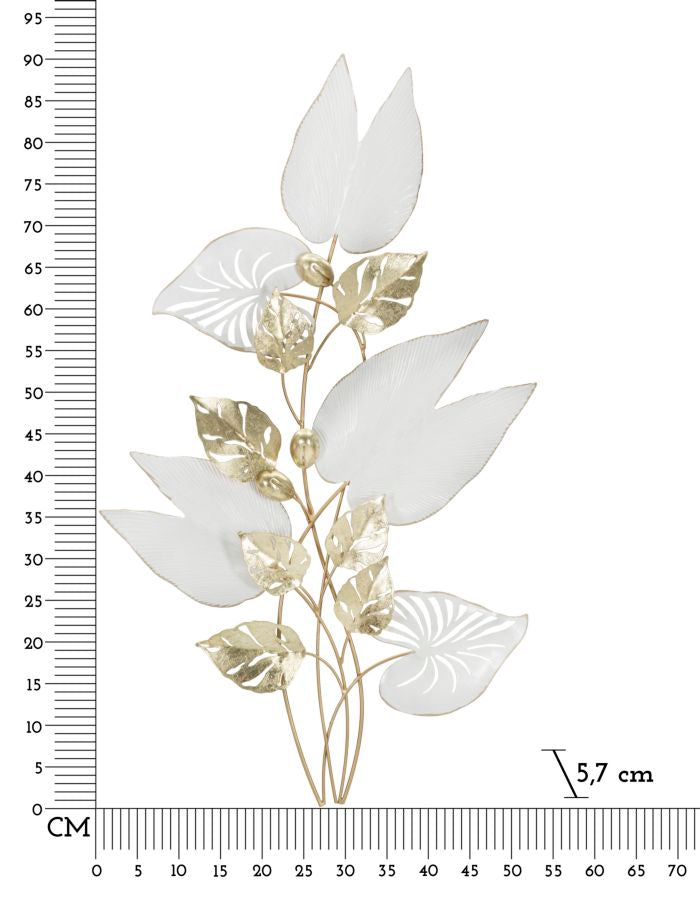 Gold und Weiß Metall Blume und Blatt Muster Wanddekoration