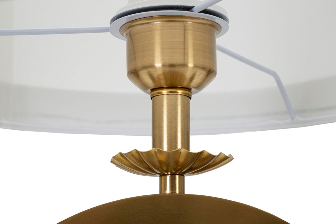 Geometrische Tischlampe in Gold und Weiß