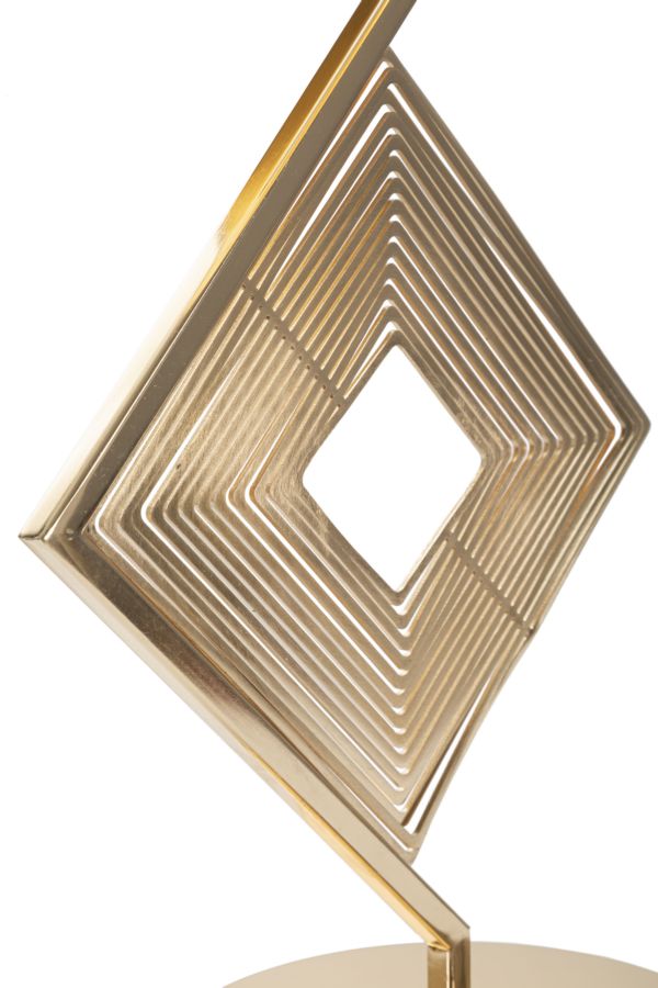Geometrische Tischlampe in Gold und Weiß