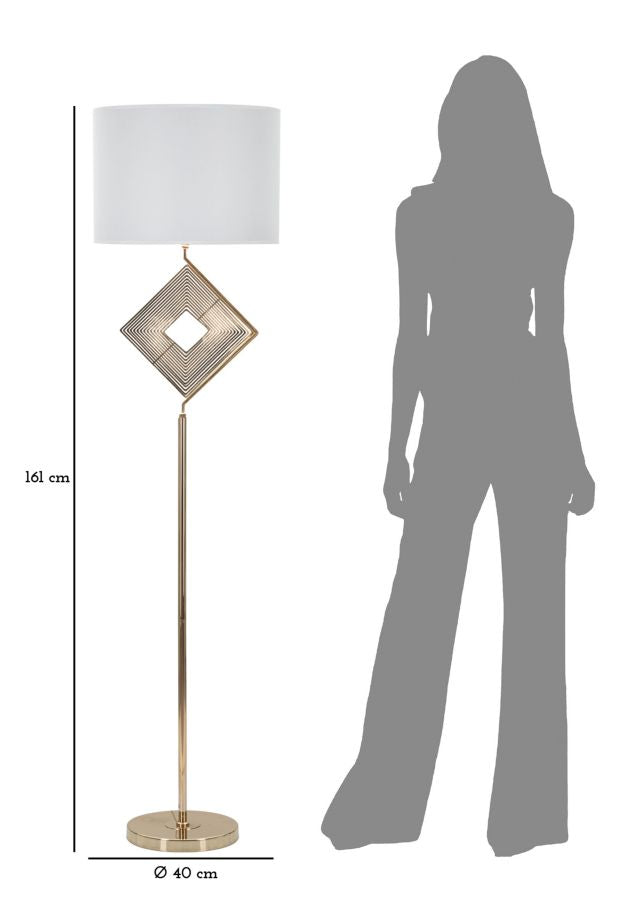 Geometrische Stehlampe in Gold und Weiß