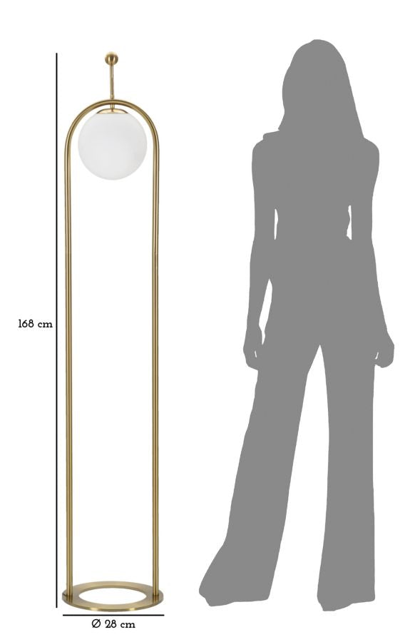 Goldene Stehlampe mit Metallbogen