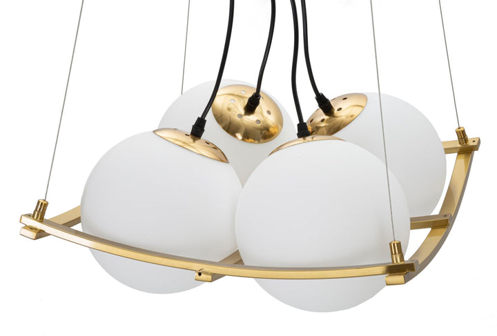 Geometrische Deckenleuchte aus Goldmetall mit 4 Glühbirnen