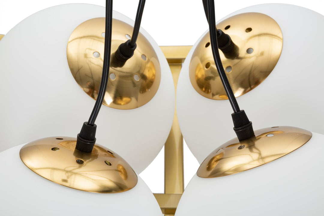 Geometrische Deckenleuchte aus Goldmetall mit 4 Glühbirnen