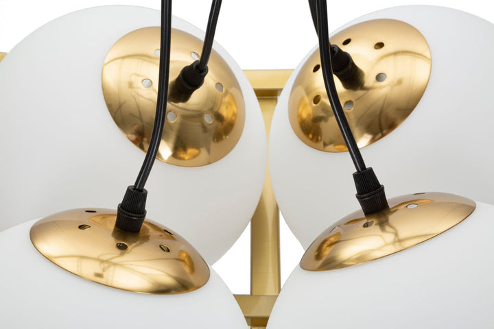 Geometrische Deckenleuchte aus Goldmetall mit 4 Glühbirnen