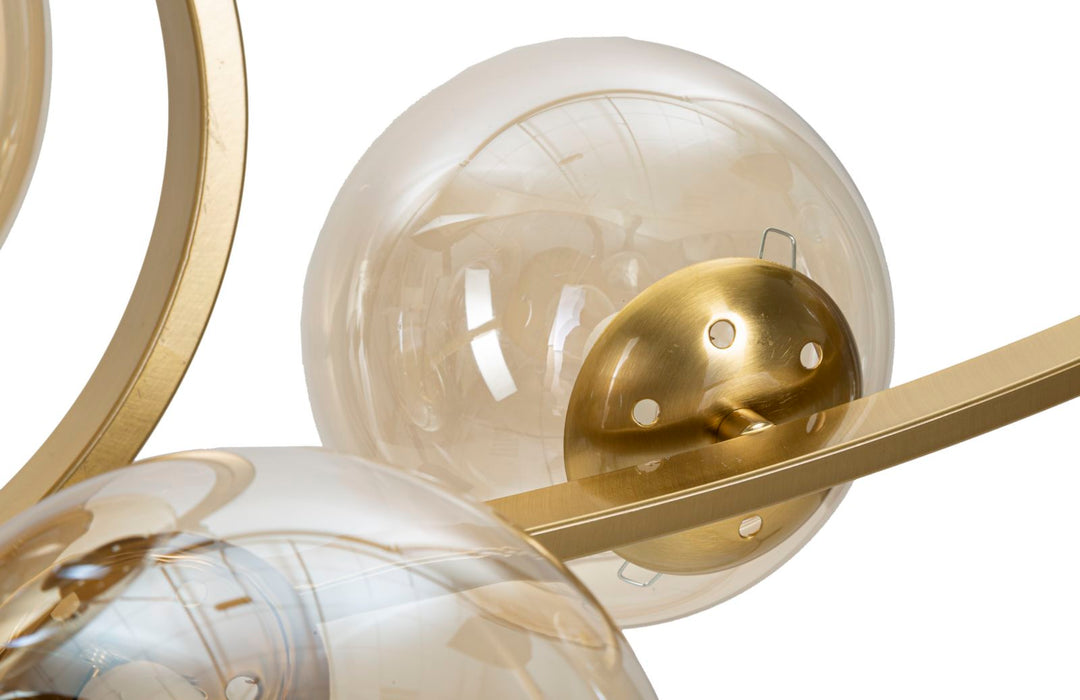 Goldene Metall-Deckenleuchte mit 7 Glühbirnen