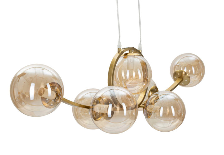 Goldene Metall-Deckenleuchte mit 7 Glühbirnen