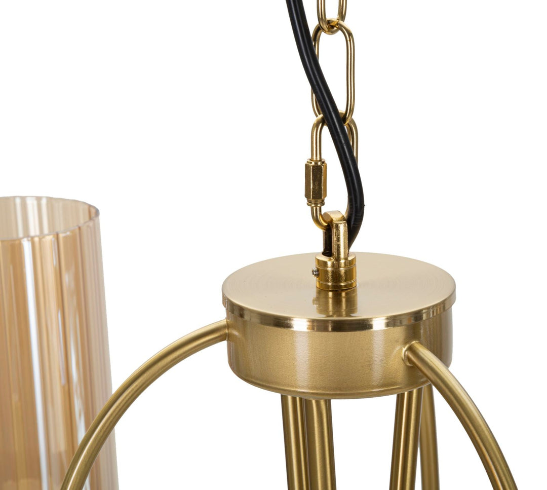 Goldene tropfenförmige Deckenlampe aus Metall mit 3 Brennern
