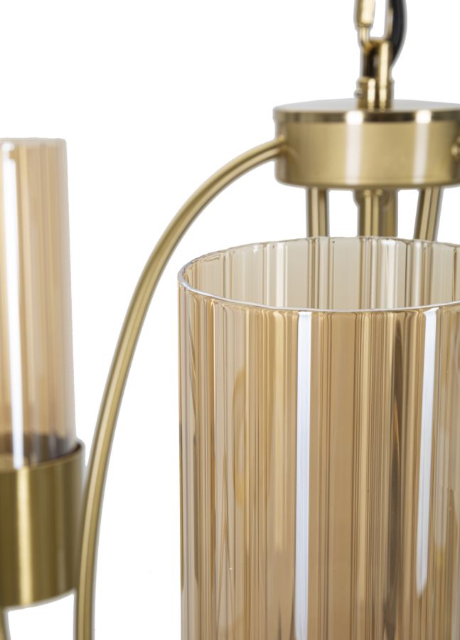 Goldene tropfenförmige Deckenlampe aus Metall mit 3 Brennern