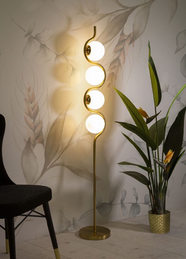 Gold Metall Stehlampe mit 4 Brennern