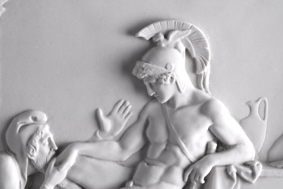 Relief Priamos bittet Achilles