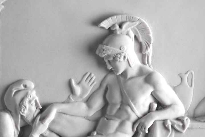 Relief Priamos bittet Achilles