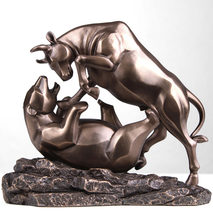 Börsen Stier und Bär (Bronzierte Skulptur aus Kunstharz)