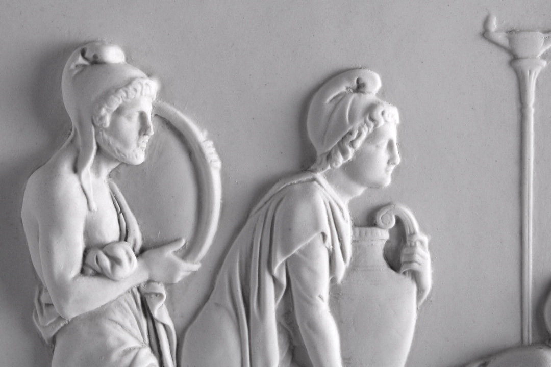 Relief Priamos bittet Achilles