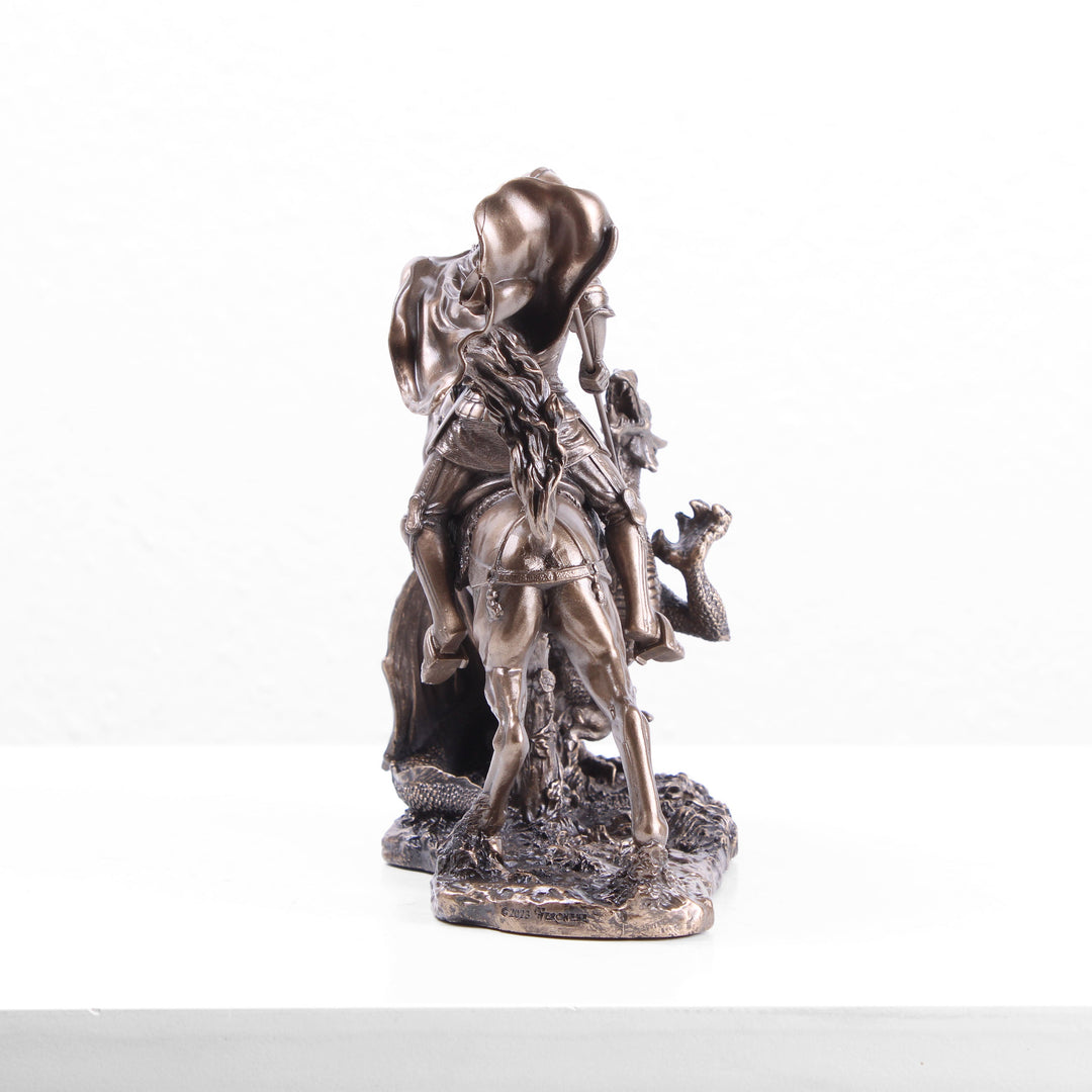 Heiliger Georg besiegt den Drachen (Kleine Kaltguss-Bronze Skulptur)