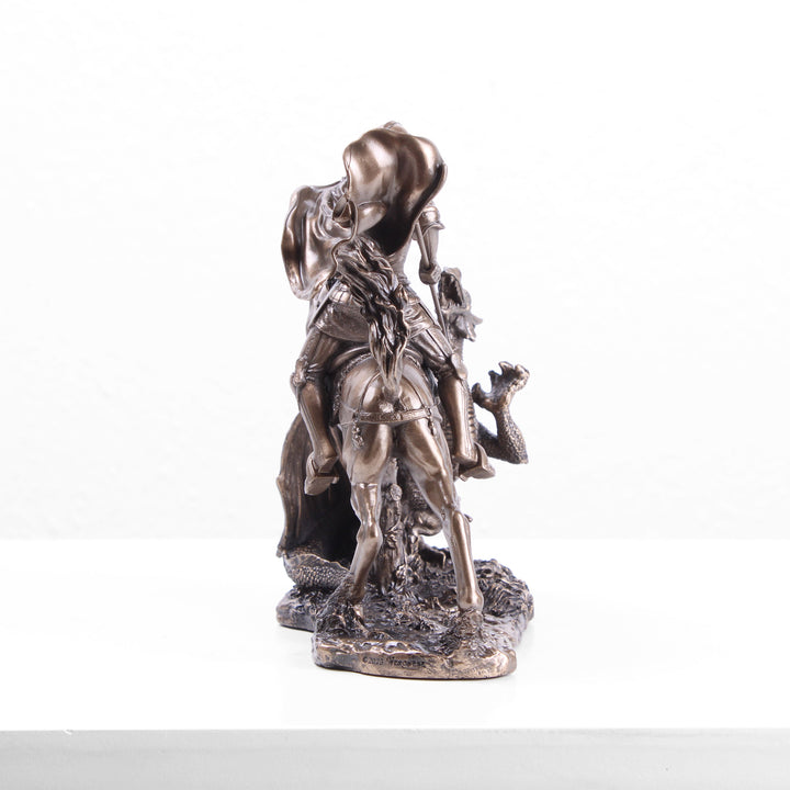 Heiliger Georg besiegt den Drachen (Kleine Kaltguss-Bronze Skulptur)