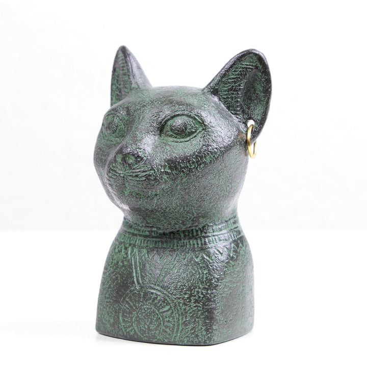 Bastet Statue – Bronzierte Ägyptische Skulptur aus Kunstharz