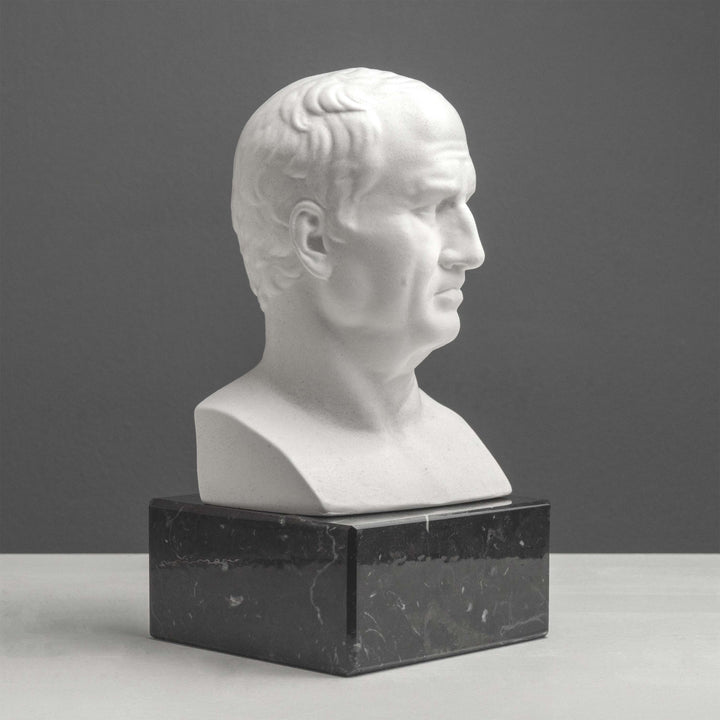 Cicero Büste – Buchstütze mit schwarzem Marmorsockel