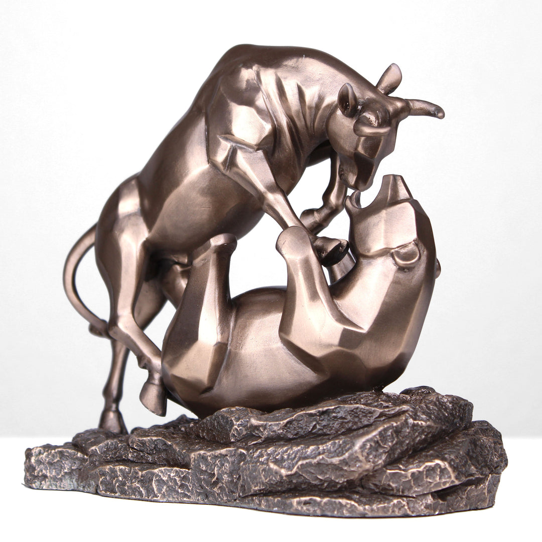 Börsen Stier und Bär (Bronzierte Skulptur aus Kunstharz)