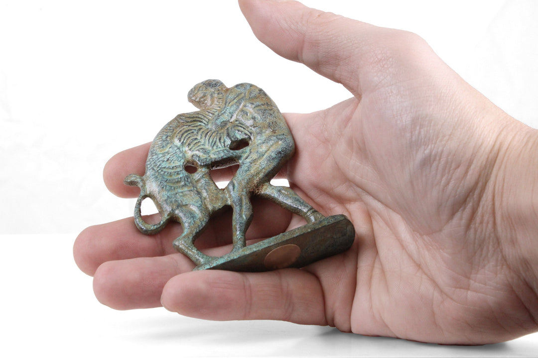 Herkules Statue (Bronze, Klein) – Kampf mit dem Nemeischen Löwen
