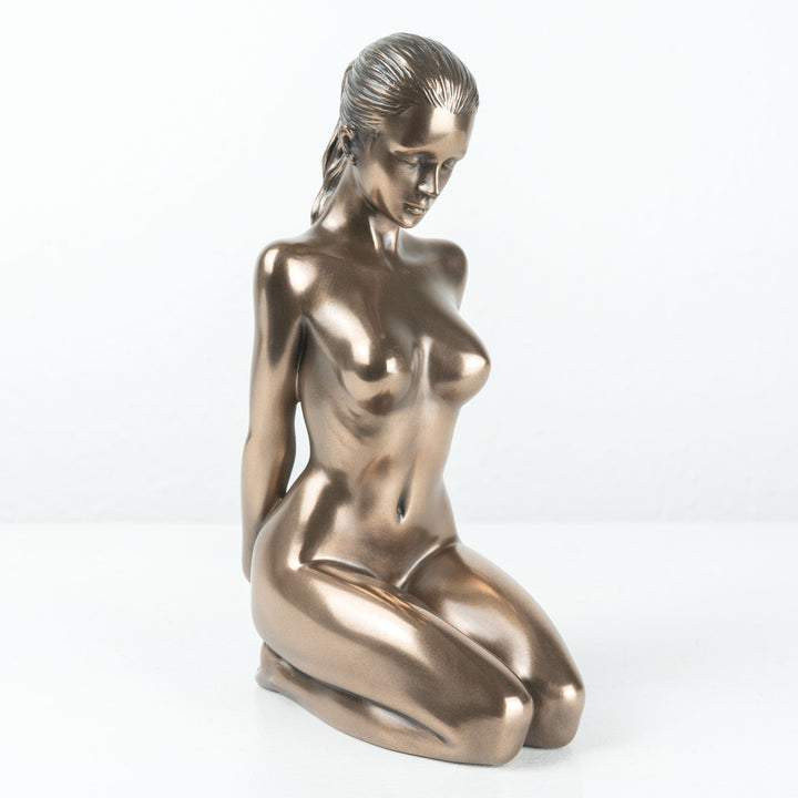 Nackte Frau Statue Unterwuerfig Kniend (Erotische Kaltguss-Bronze Skulptur)