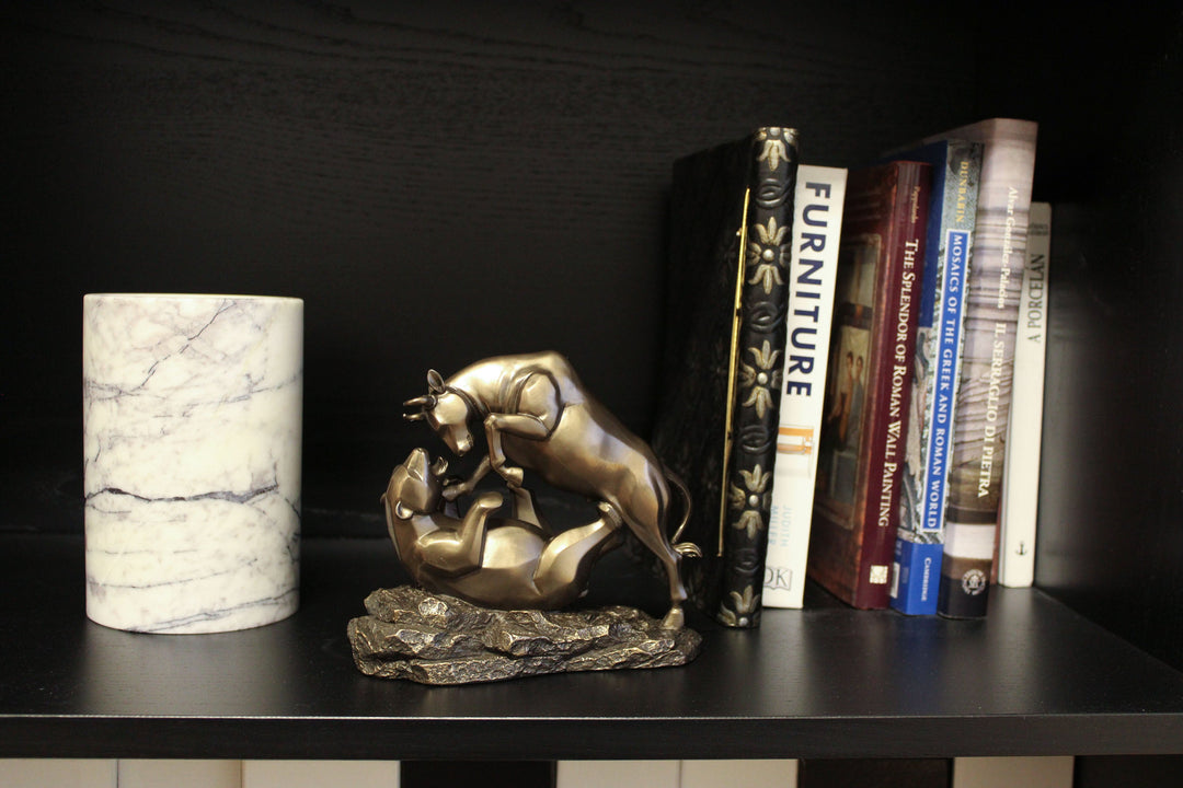 Börsen Stier und Bär (Bronzierte Skulptur aus Kunstharz)