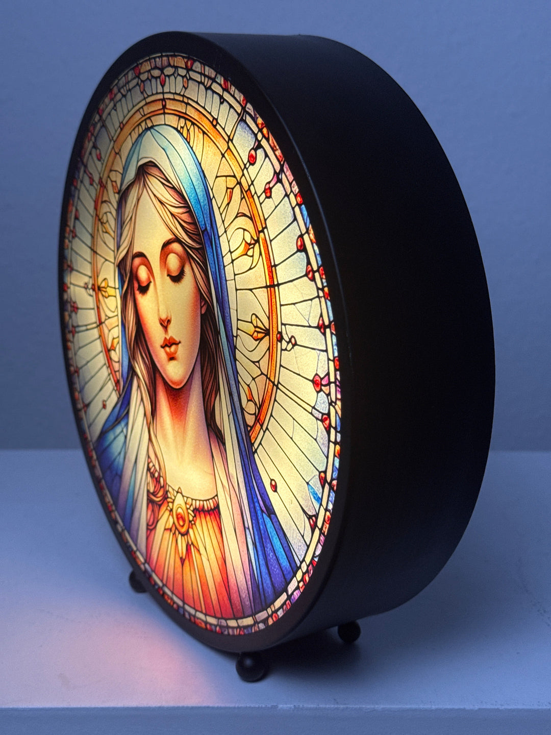 Leuchtende Jungfrau Maria Skulptur – Gebetspanel mit Licht