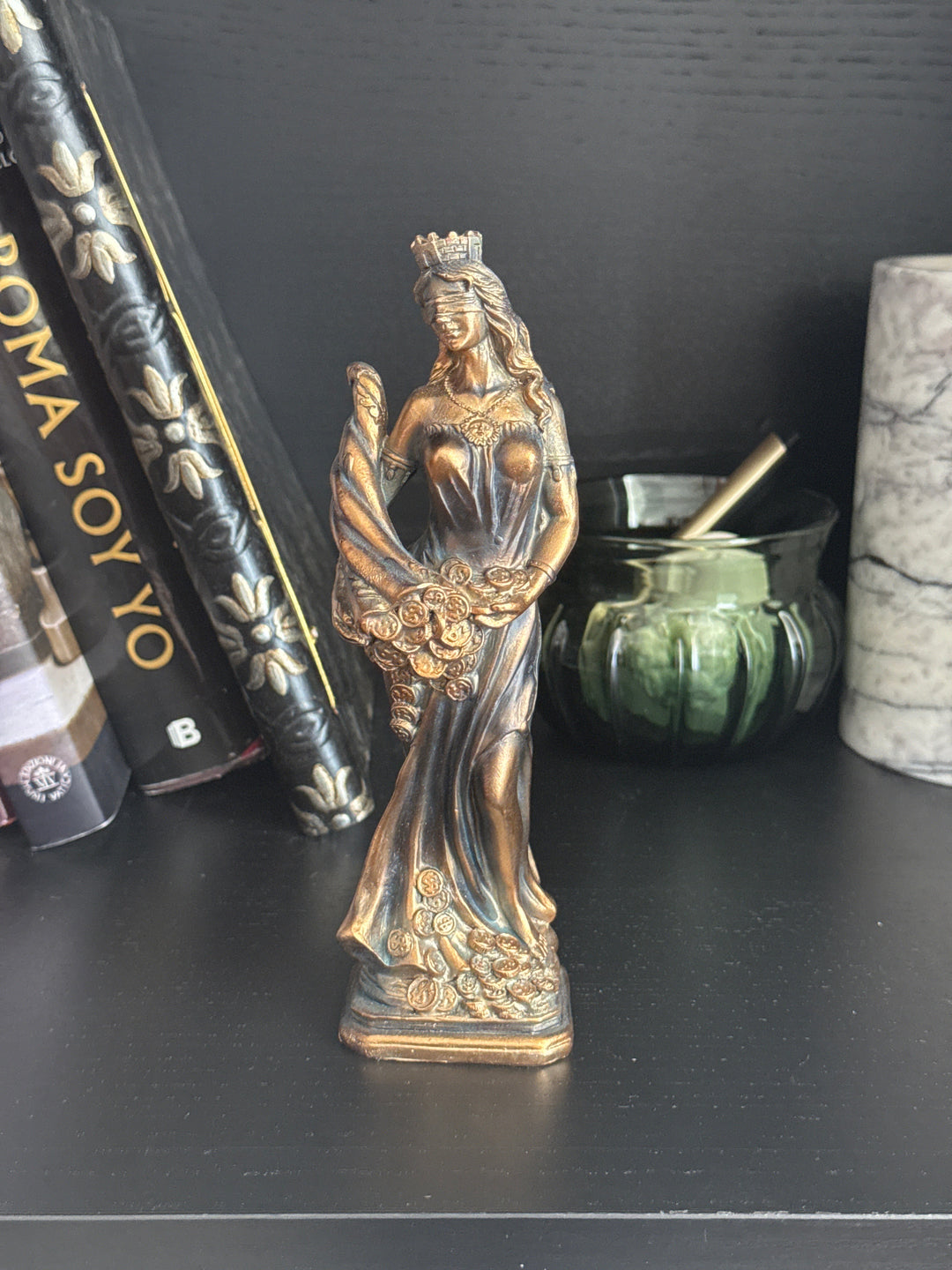 Fortuna Skulptur – Göttin des Glücks und Reichtums (Klein, Patinierte Bronzefigur)