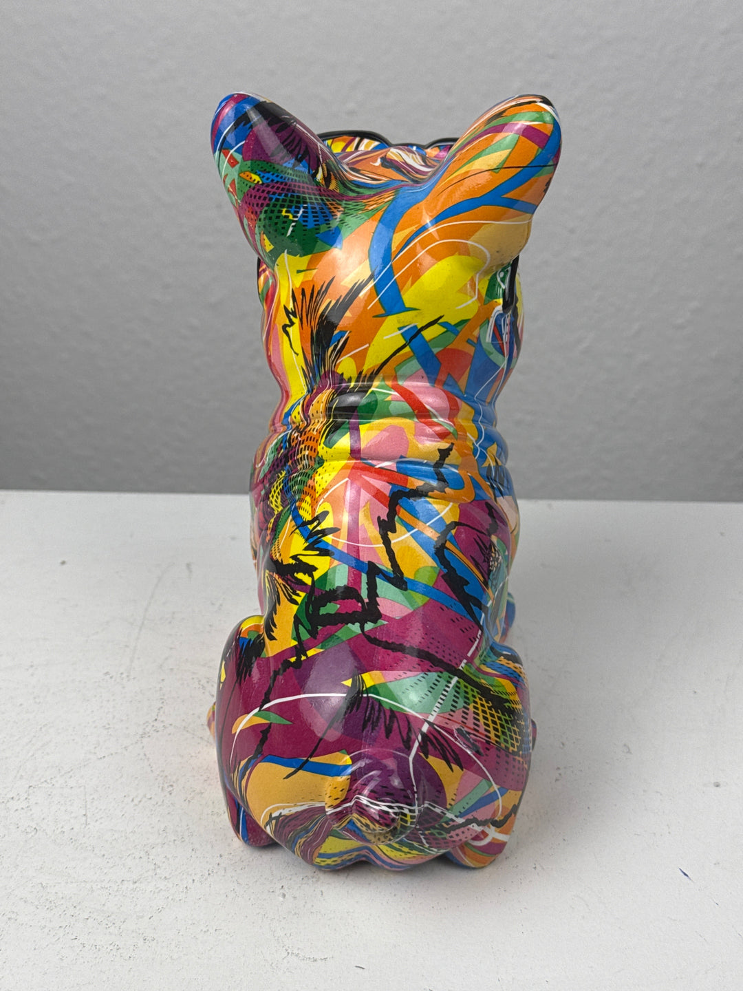 Bulldogge mit Fliege Statue (Graffiti Pop Art Skulptur)