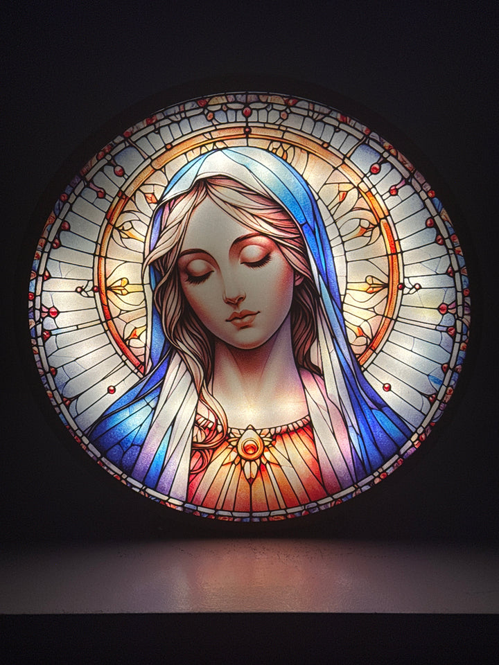 Leuchtende Jungfrau Maria Skulptur – Gebetspanel mit Licht