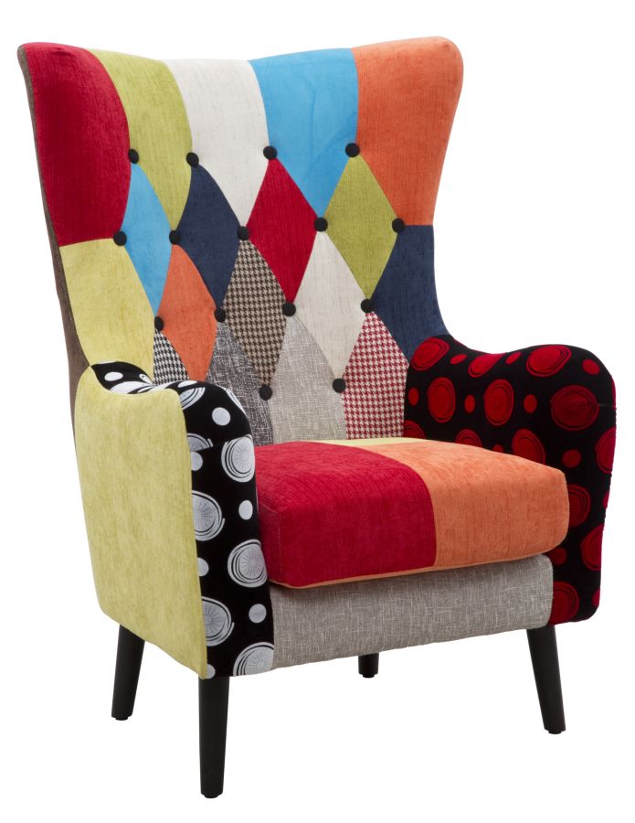 Patchwork Polstersessel Mehrfarbig Akzentstuhl
