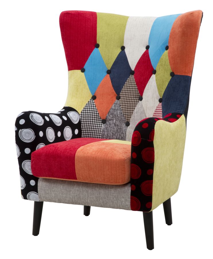 Patchwork Polstersessel Mehrfarbig Akzentstuhl