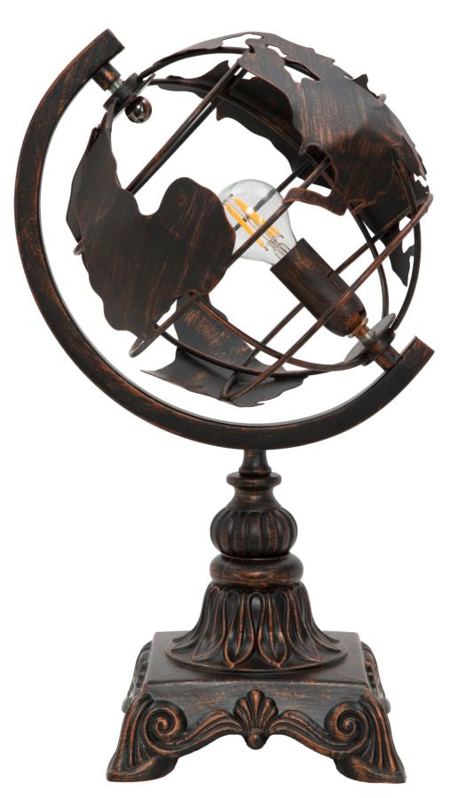 Vintage Globus Tischlampe Metallbasis World Industry Design