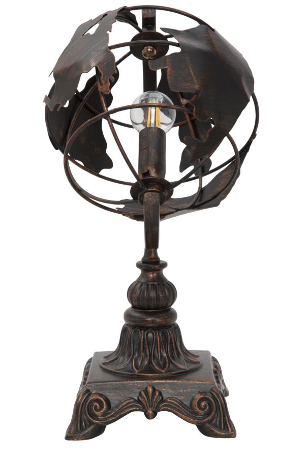 Vintage Globus Tischlampe Metallbasis World Industry Design