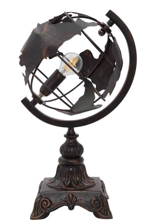 Vintage Globus Tischlampe Metallbasis World Industry Design