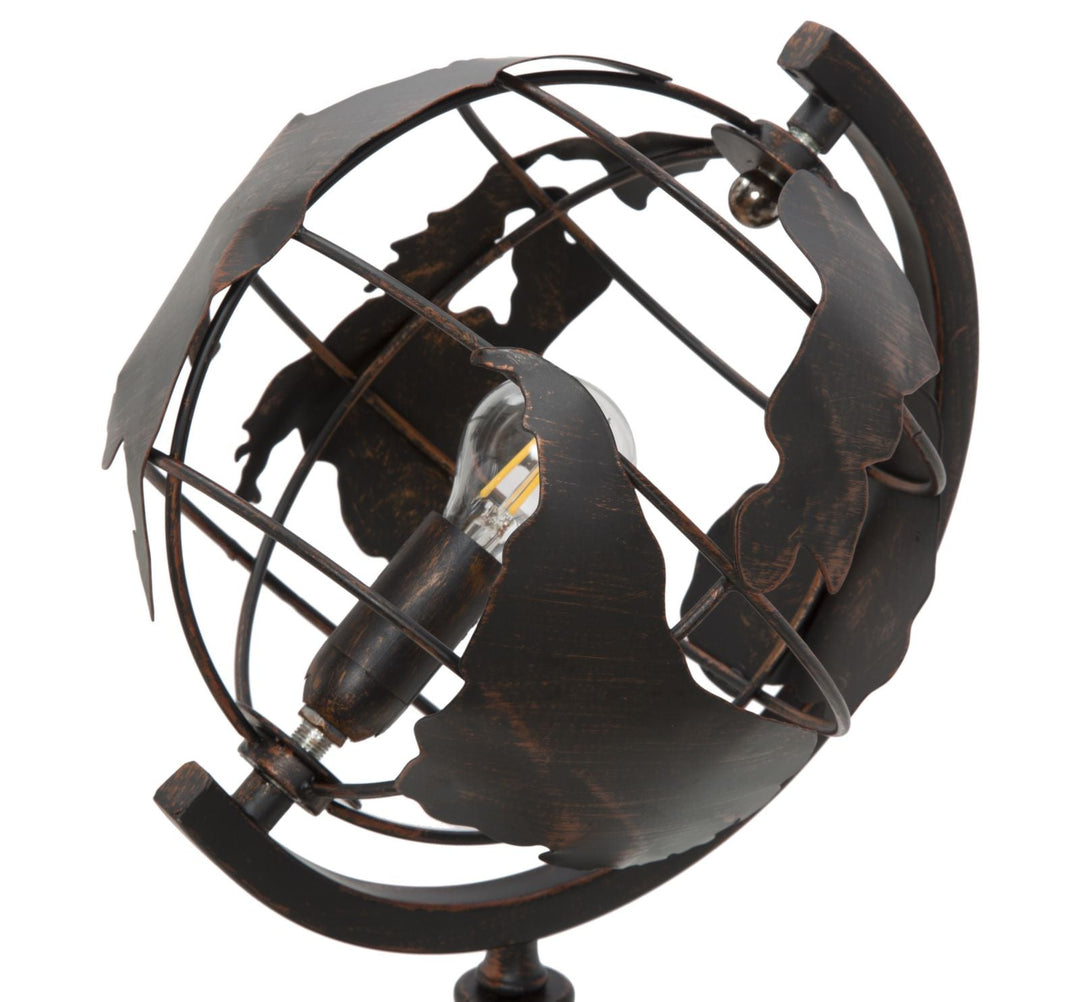 Vintage Globus Tischlampe Metallbasis World Industry Design
