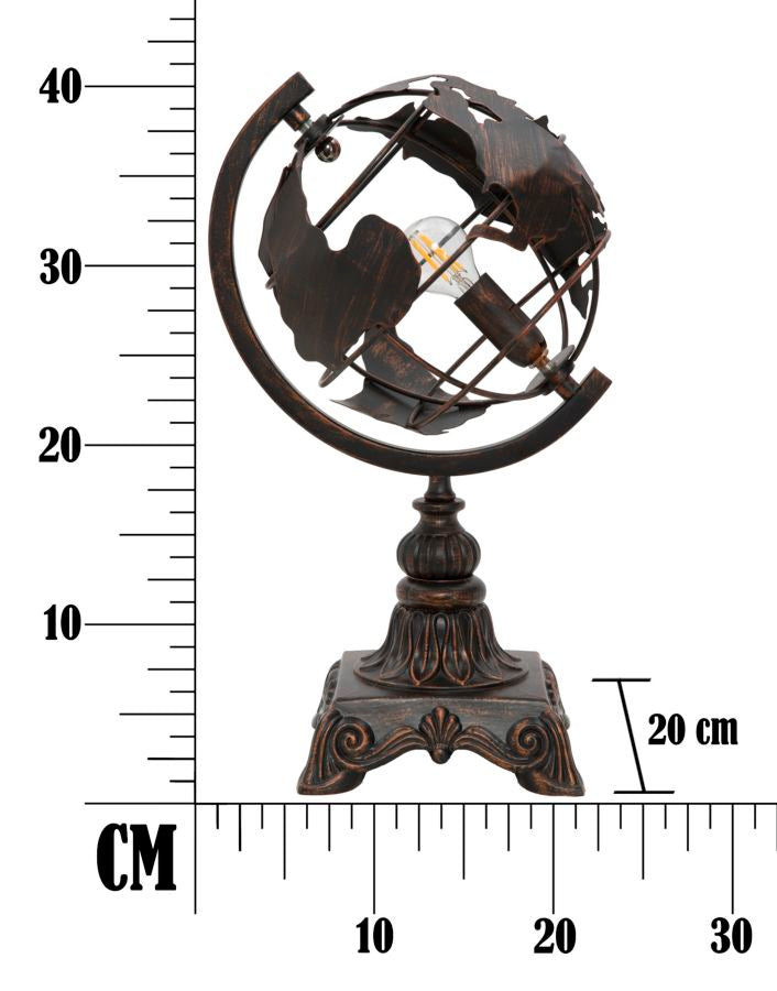 Vintage Globus Tischlampe Metallbasis World Industry Design