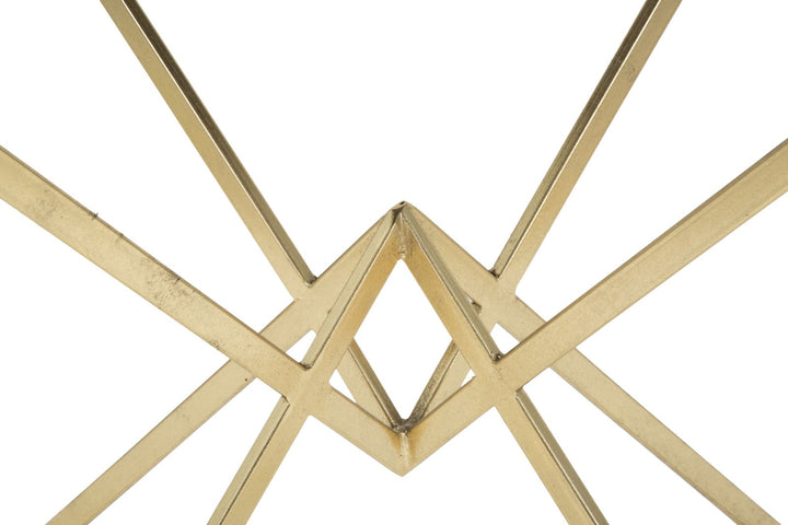 Kleiner Couchtisch aus Metall in Gold und Schwarz mit pyramidenförmigen Beinen