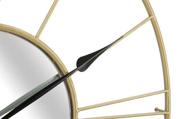 Wanduhr mit römischen Ziffern aus Metall und Glas in Gold und Schwarz