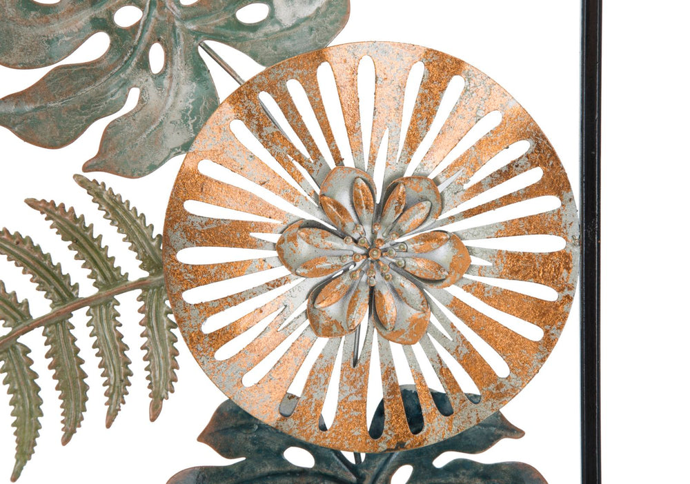 Metall-Blatt & Blume Wanddekoration im Rahmen