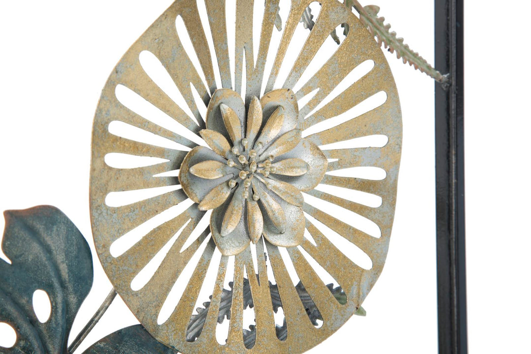 Metall-Blatt & Blume Wanddekoration im Rahmen