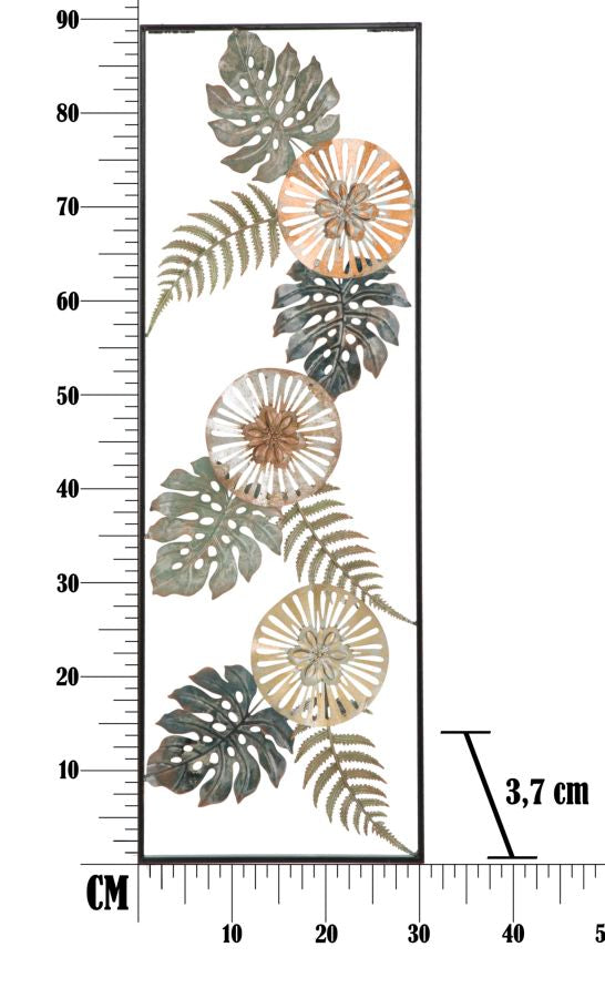 Metall-Blatt & Blume Wanddekoration im Rahmen