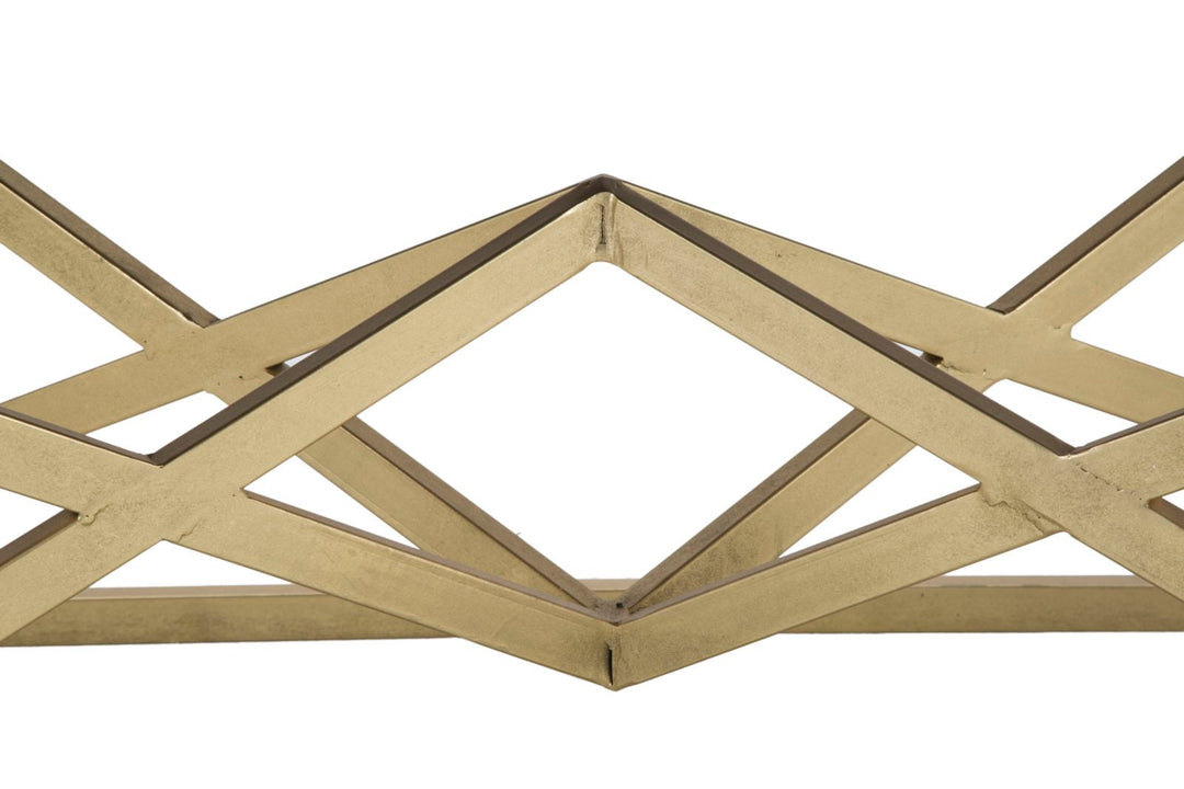 Goldener und schwarzer Metall-Couchtisch mit pyramidenförmigen Beinen