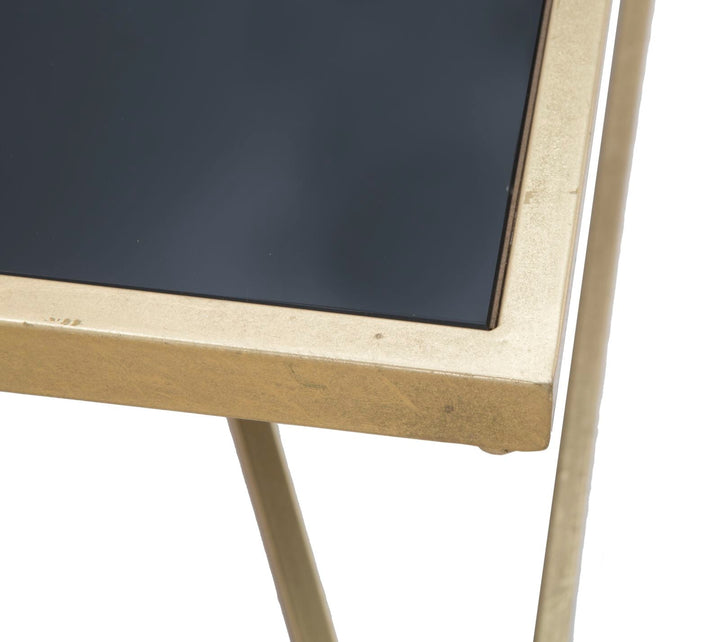 Goldener und schwarzer Metall-Couchtisch mit pyramidenförmigen Beinen