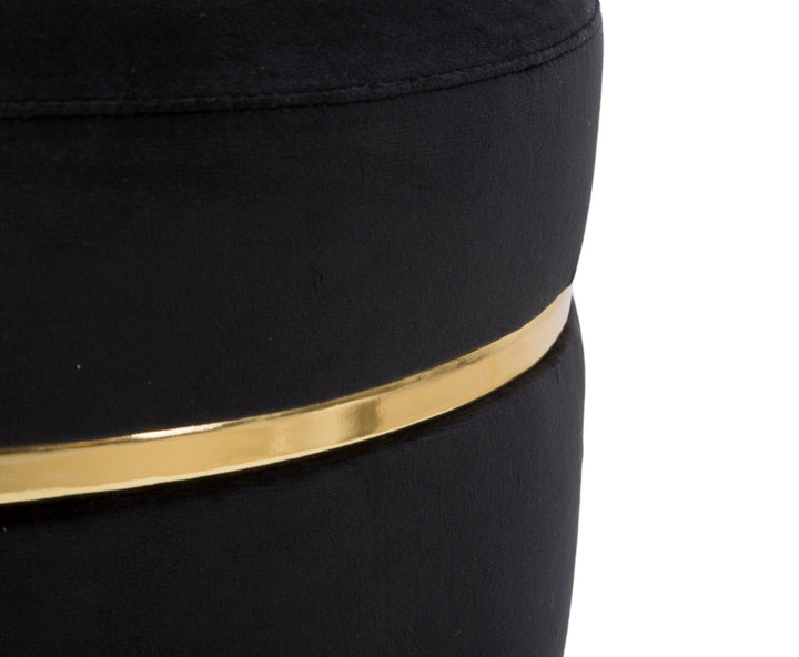 Gepolsterter Sitz aus schwarzem und goldenem Samt