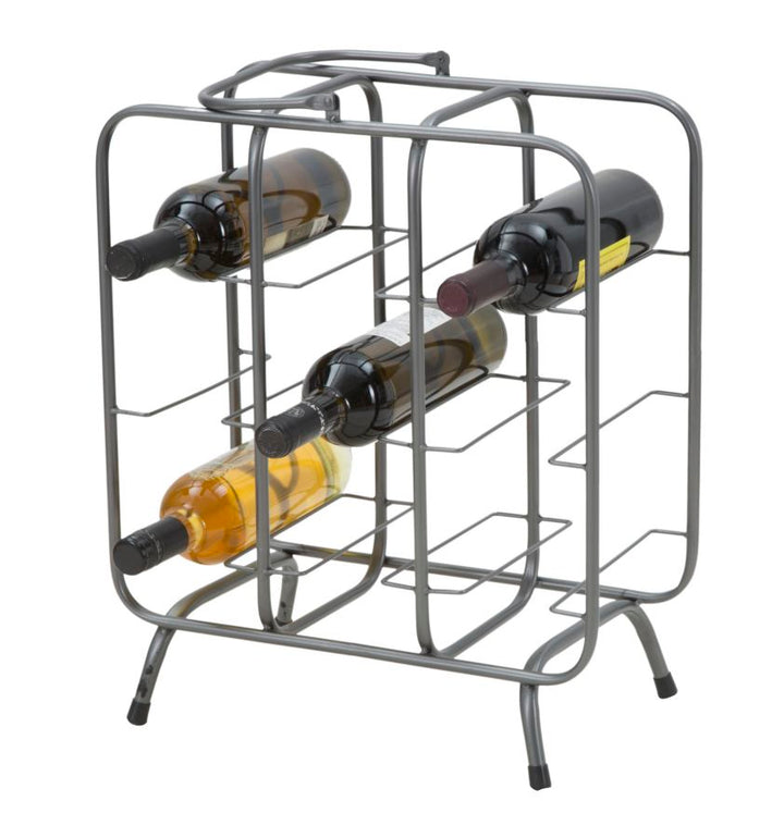 Graues Metall Weinregal Quadratisch 9 Flaschen